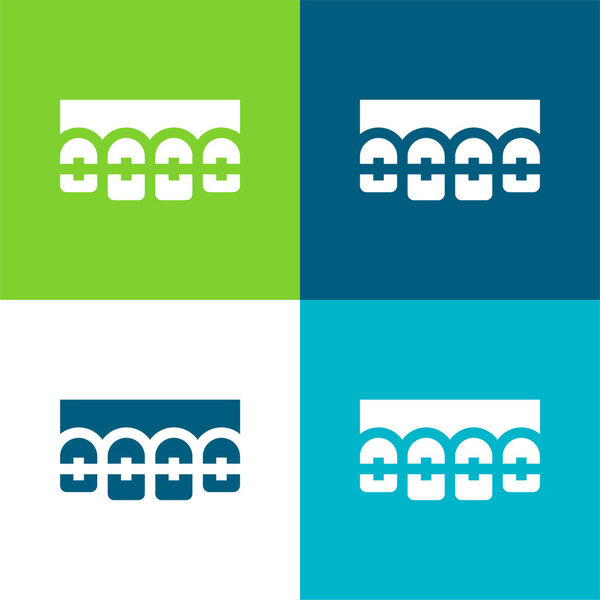 Brackets Flat four color minimal icon set
