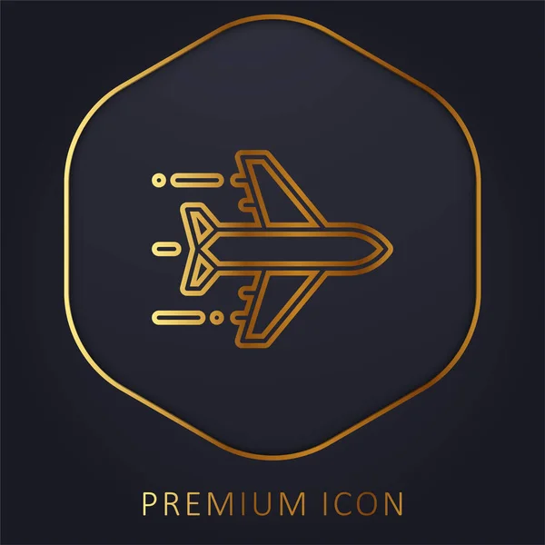 Logo Atau Ikon Premium Baris Emas Pesawat - Stok Vektor