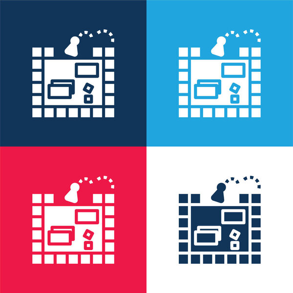 Board Game blue and red four color minimal icon set