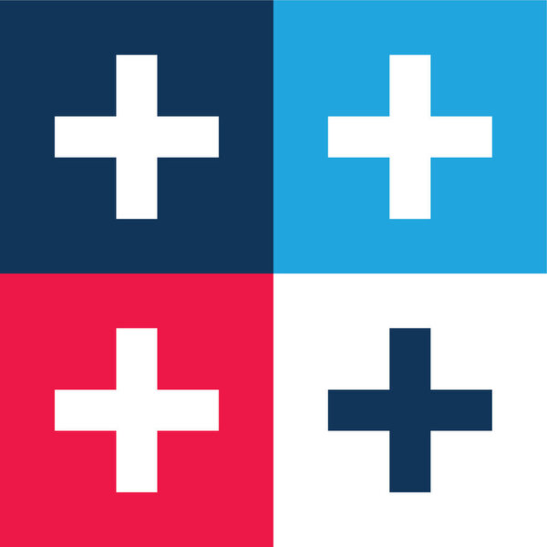 Addition Sign blue and red four color minimal icon set