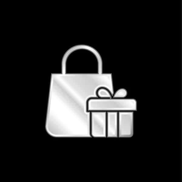 Bolso Plateado Icono Metálico — Vector de stock