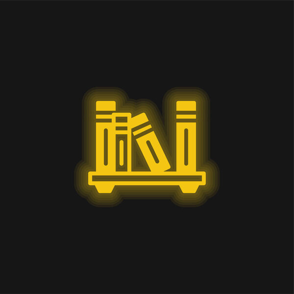 Bookshelf yellow glowing neon icon