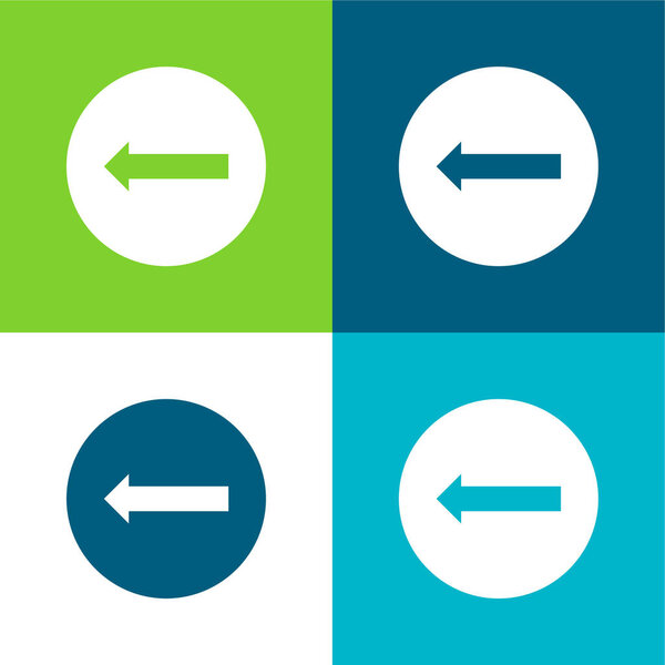 Стрелка, указывающая влево по кругу Плоский четырехцветный минимальный набор значков