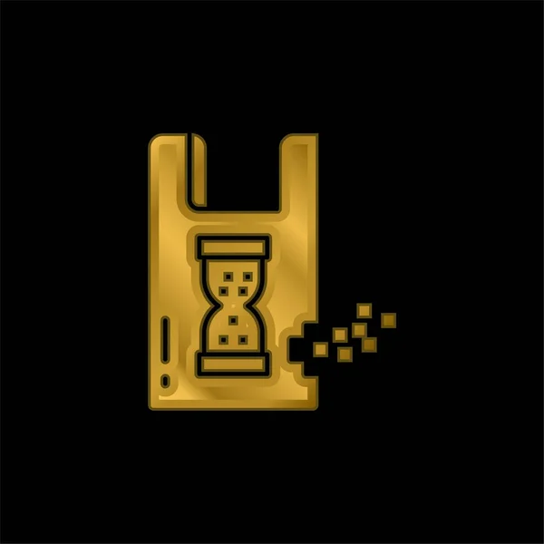 Biodegradowalny Złoty Ikona Metaliczna Lub Wektor Logo — Wektor stockowy