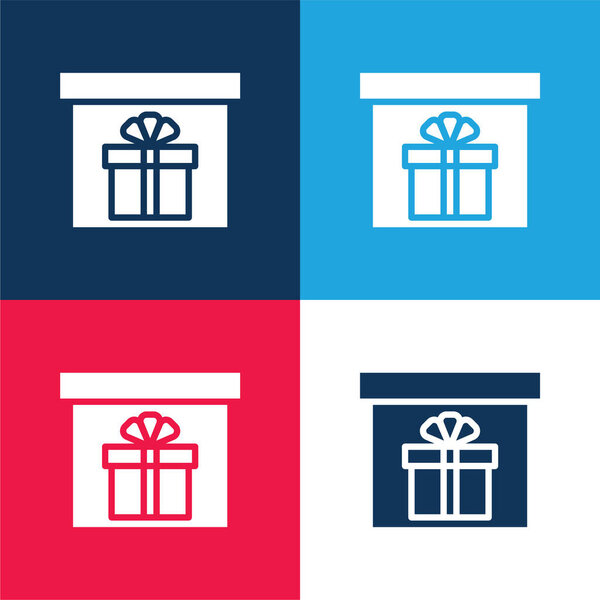 Коробка синий и красный четыре цвета минимальный набор значков