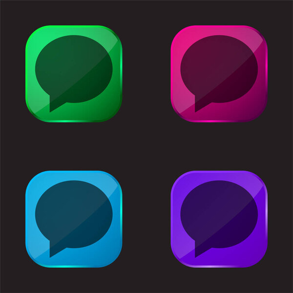 Black Oval Speech Bubble four color glass button