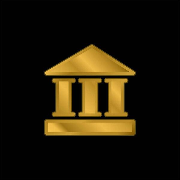 Bank gold plated metalic icon or logo vector