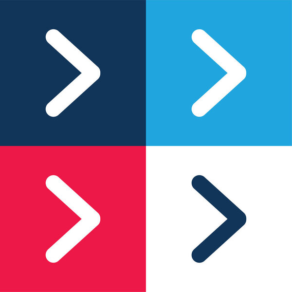Arrow Angle Pointing To Right blue and red four color minimal icon set