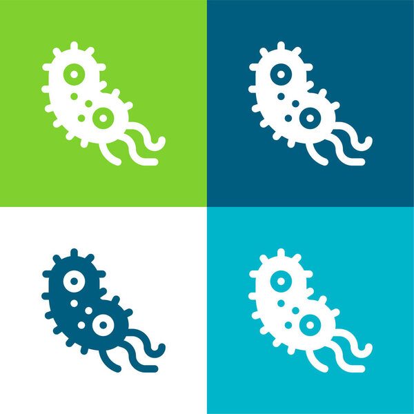 Bacteria Flat four color minimal icon set