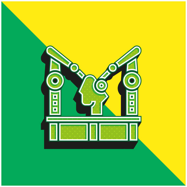 Assembly Machine Green and yellow modern 3d vector icon logo