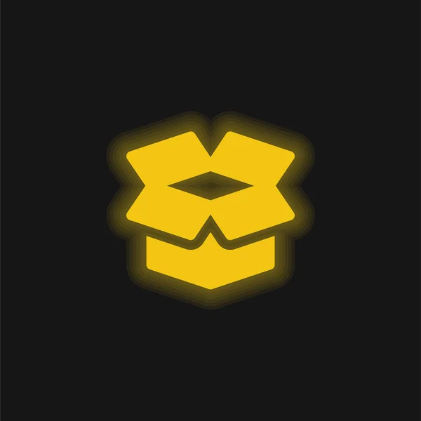 Κουτί Κίτρινο Λαμπερό Νέον Εικονίδιο — Διανυσματικό Αρχείο