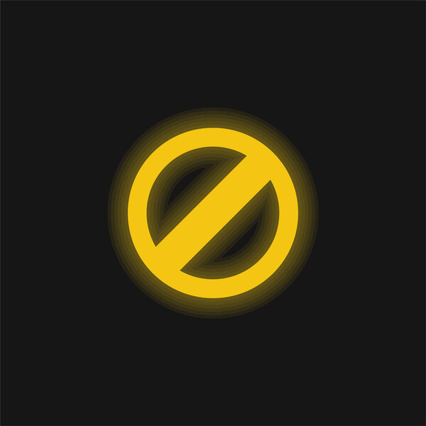 Блокированный желтый светящийся неоновый значок