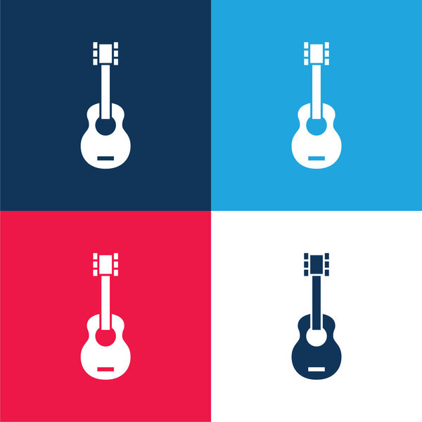 Акустическая гитара синий и красный четыре цвета минимальный набор значков