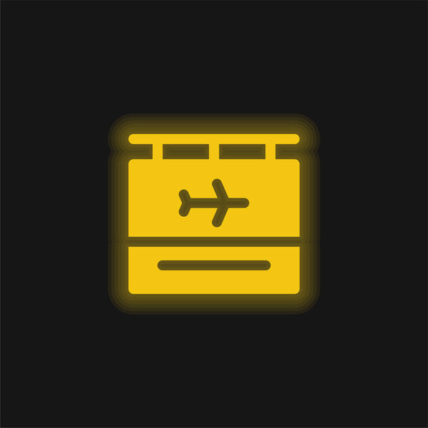 Airport yellow glowing neon icon