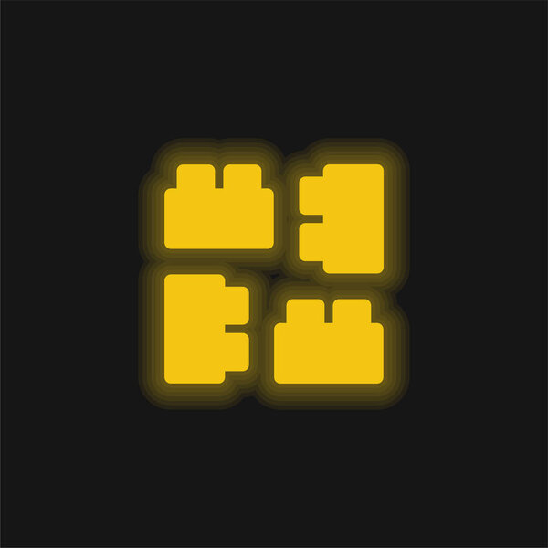 Блоки желтый перчаточный неоновый значок