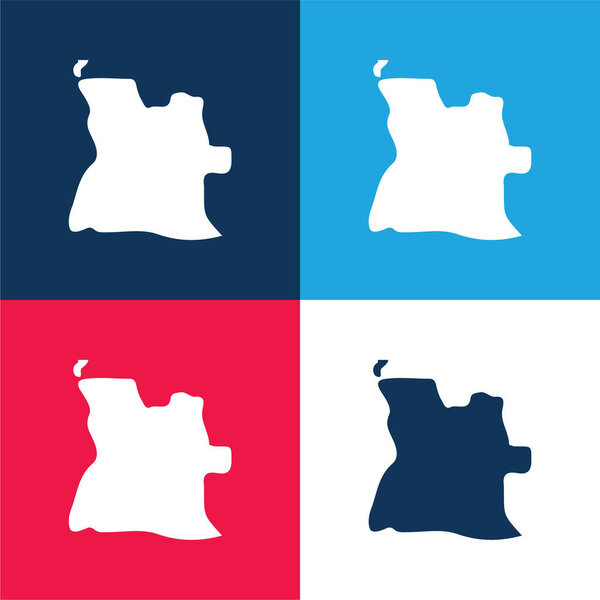 Angola blue and red four color minimal icon set