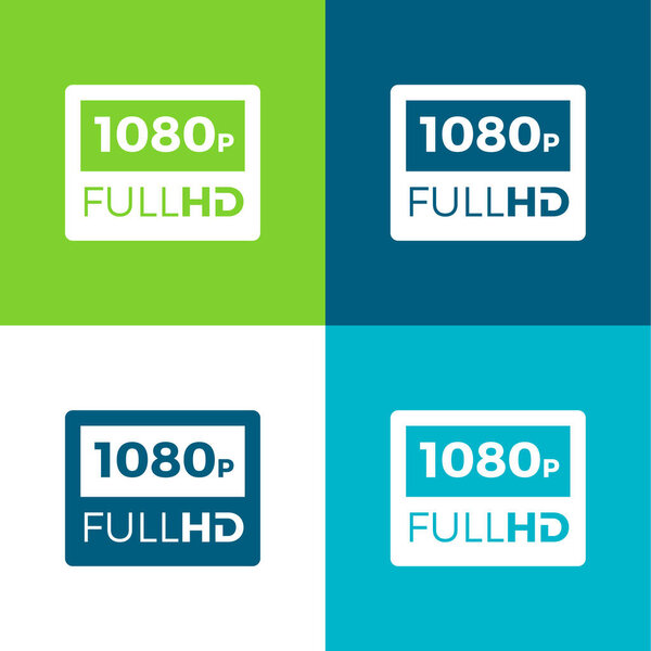 1080p Full HD Flat four color minimal icon set