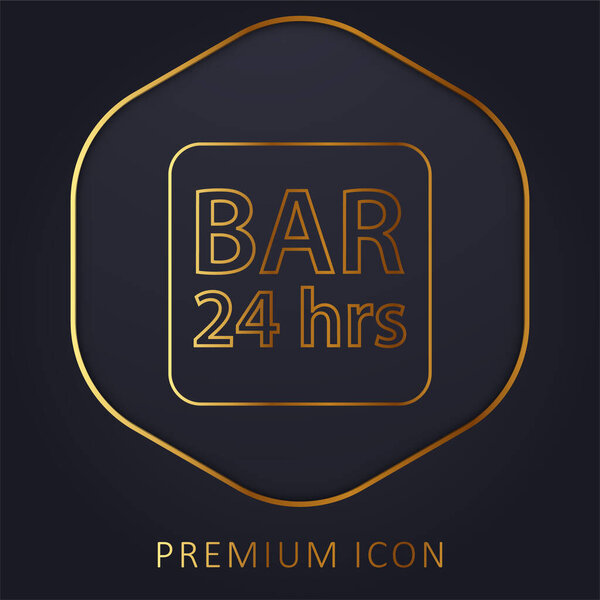 Bar 24 Hours Rounded Square Signal golden line premium logo or icon