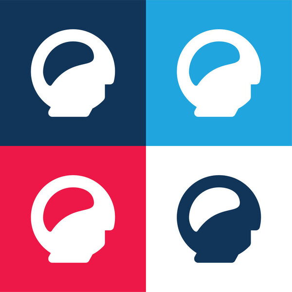 Брейн синий и красный четыре цвета минимальный набор значков