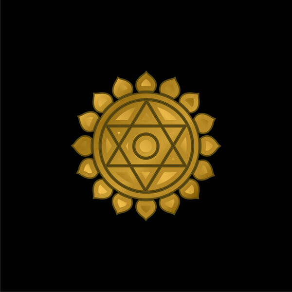 Анахата позолоченная металлическая икона или вектор логотипа