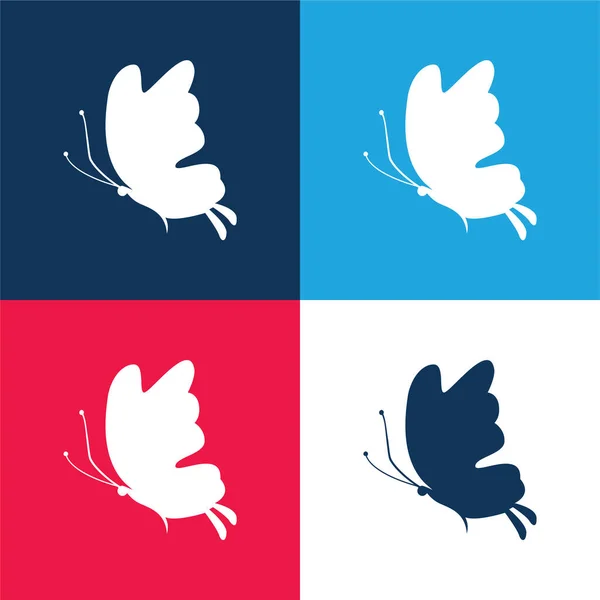 stock vector Beautiful Butterfly Silhouette blue and red four color minimal icon set