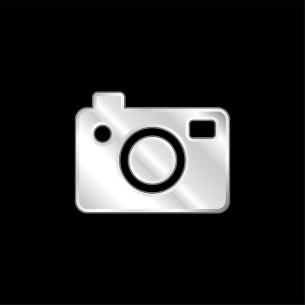 Big Photo Camera silver plated metallic icon