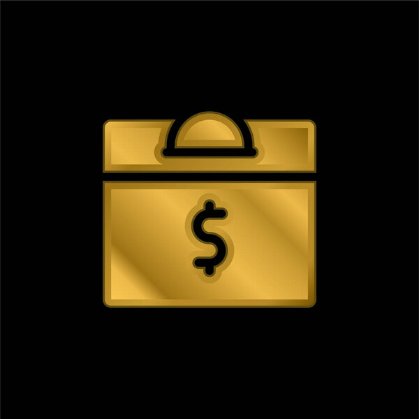 Box gold plated metalic icon or logo vector