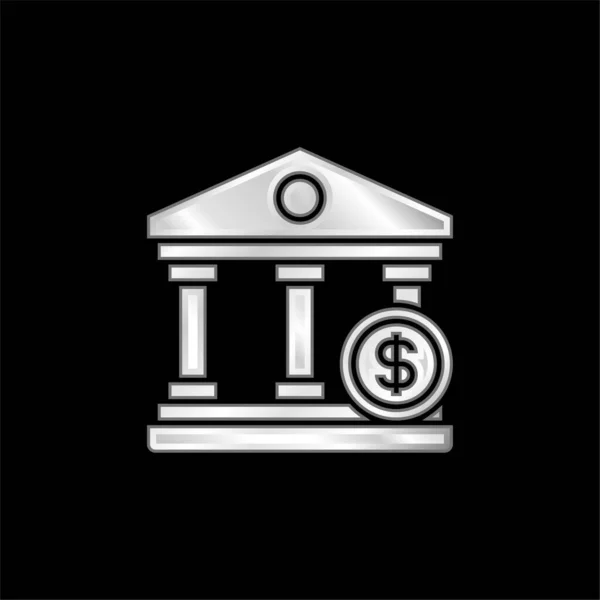 Icône Métallique Argentée Banque — Image vectorielle
