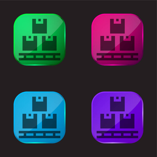 Box four color glass button icon