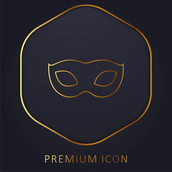 Black Carnival Mask Shape golden line premium logo or icon