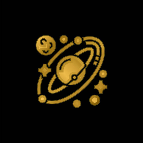 Astronomy gold plated metalic icon or logo vector