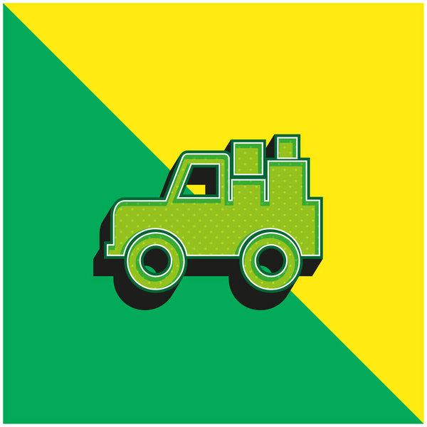 All Terrain Vehicle с зеленым и желтым современным трехмерным векторным логотипом