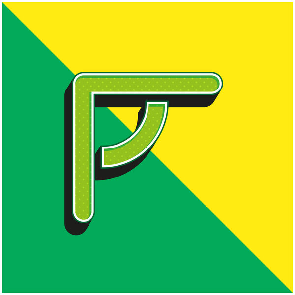 Угловой линейки Зеленый и желтый современный 3D логотип векторной иконки