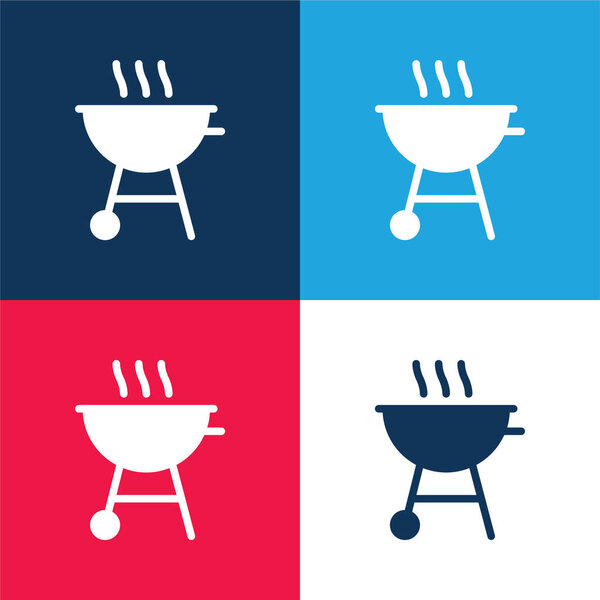 Bbq blue and red four color minimal icon set
