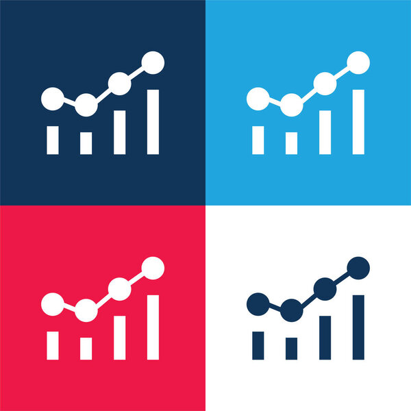 Bar Chart blue and red four color minimal icon set