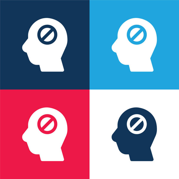 Blocked blue and red four color minimal icon set