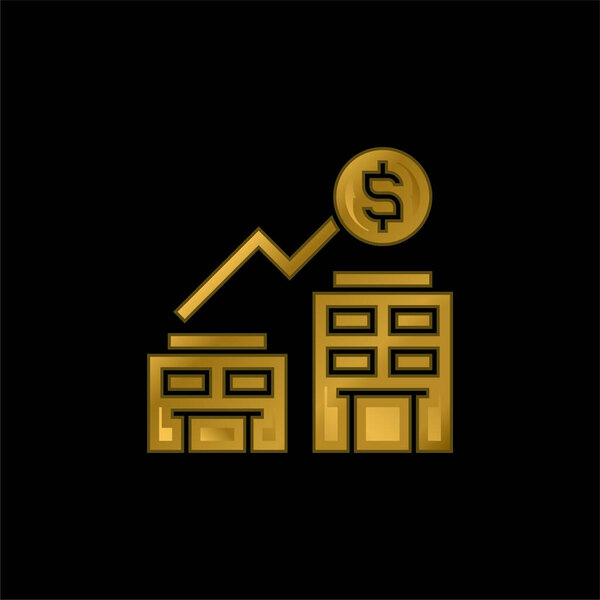 Acquisition gold plated metalic icon or logo vector