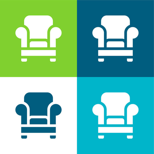 Armchair Flat four color minimal icon set