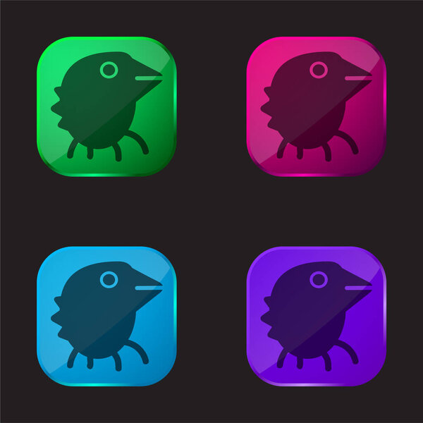 Bird Monster four color glass button icon