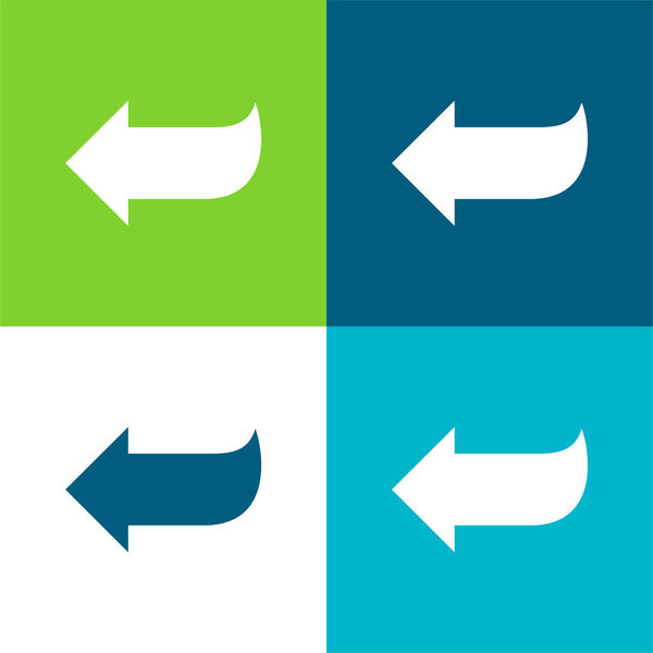 Arrow Shape Pointing Left Flat Four Color Minimal Icon Set — Stock Vector