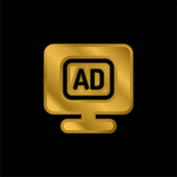 Advertising gold plated metalic icon or logo vector