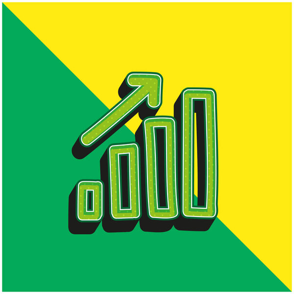 Бары графический вверх рука нарисованы символом зеленый и желтый современный 3D логотип векторной иконки