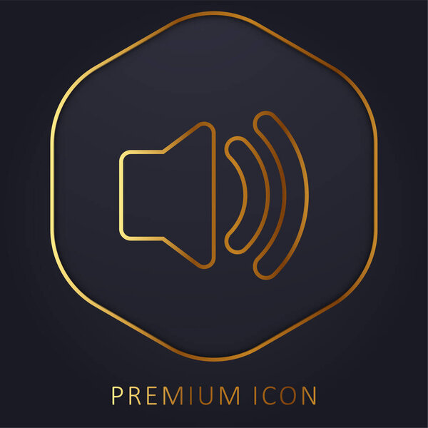 Аудиодинамик на золотой линии премиум логотип или значок