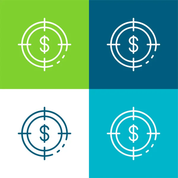 Aim Flat Four Color Minimal Icon Set — Stock Vector