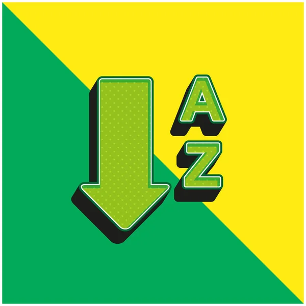 字母顺序从A到Z绿色和黄色现代3D矢量图标 — 图库矢量图片