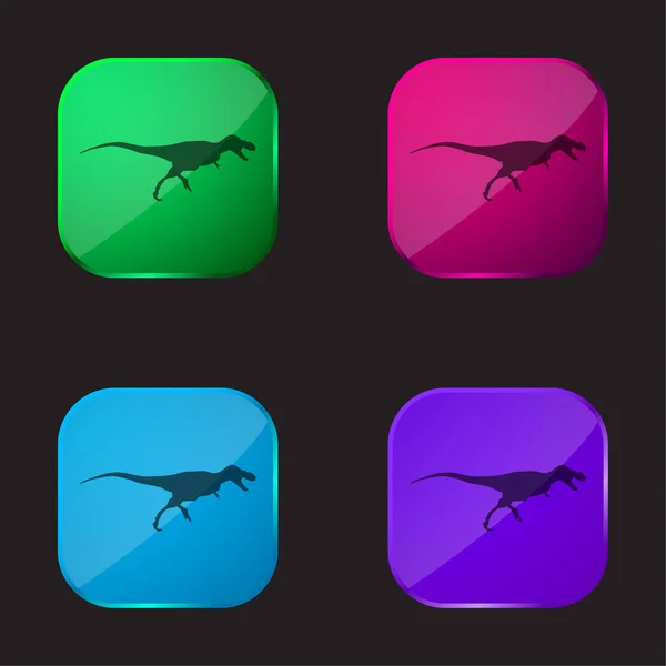 stock vector Albertosaurus Dinosaur Side View Shape four color glass button icon