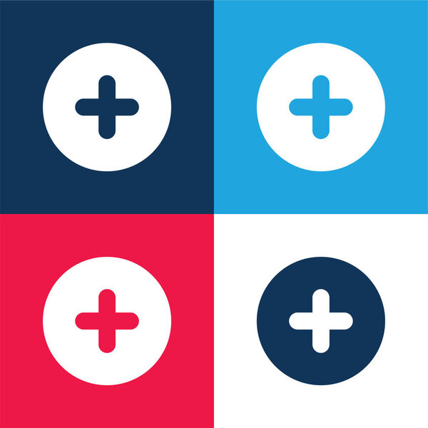 Добавить круглую кнопку синий и красный четыре цвета минимальный набор значков