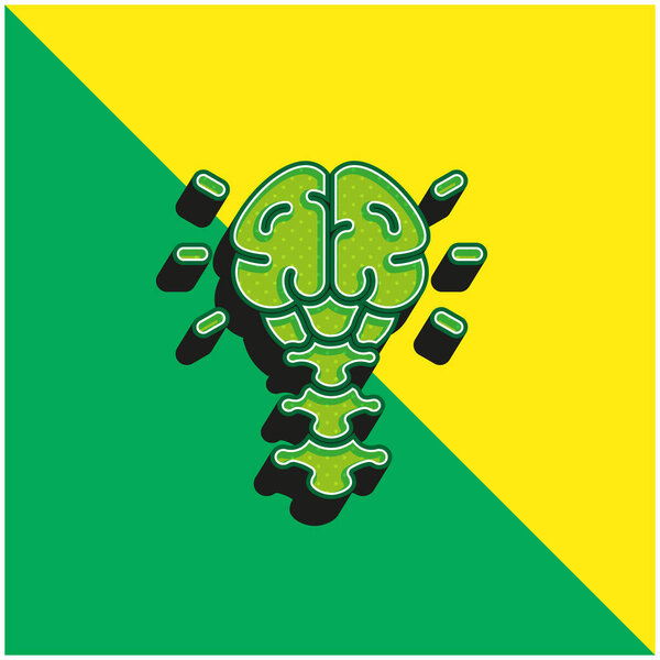 Brain Green and yellow modern 3d vector icon logo