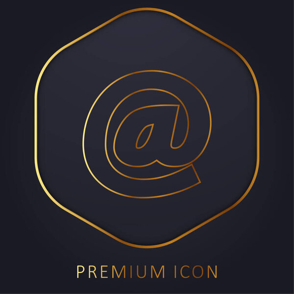 Arroba Symbol golden line premium logo or icon