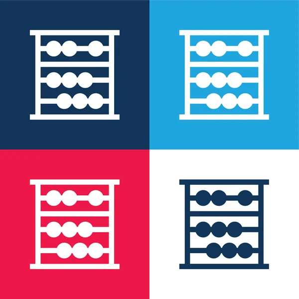 Abacus Blue Red Four Color Minimal Icon Set — Stock Vector